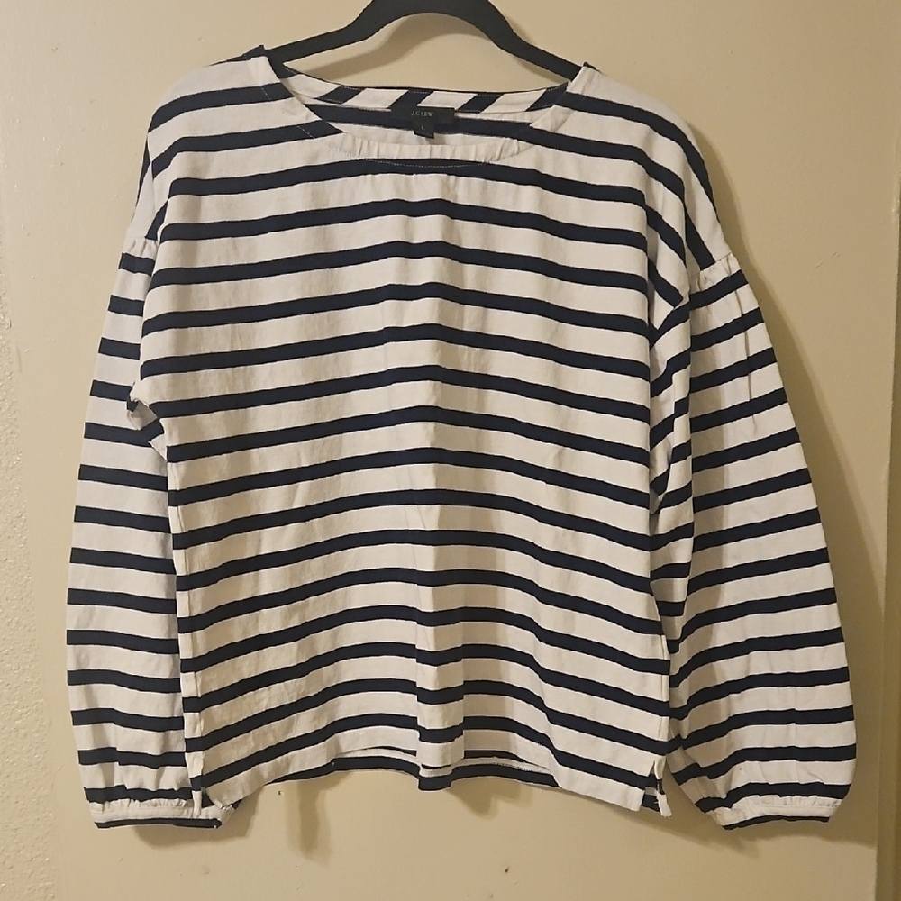 J. Crew Navy and White Striped Top